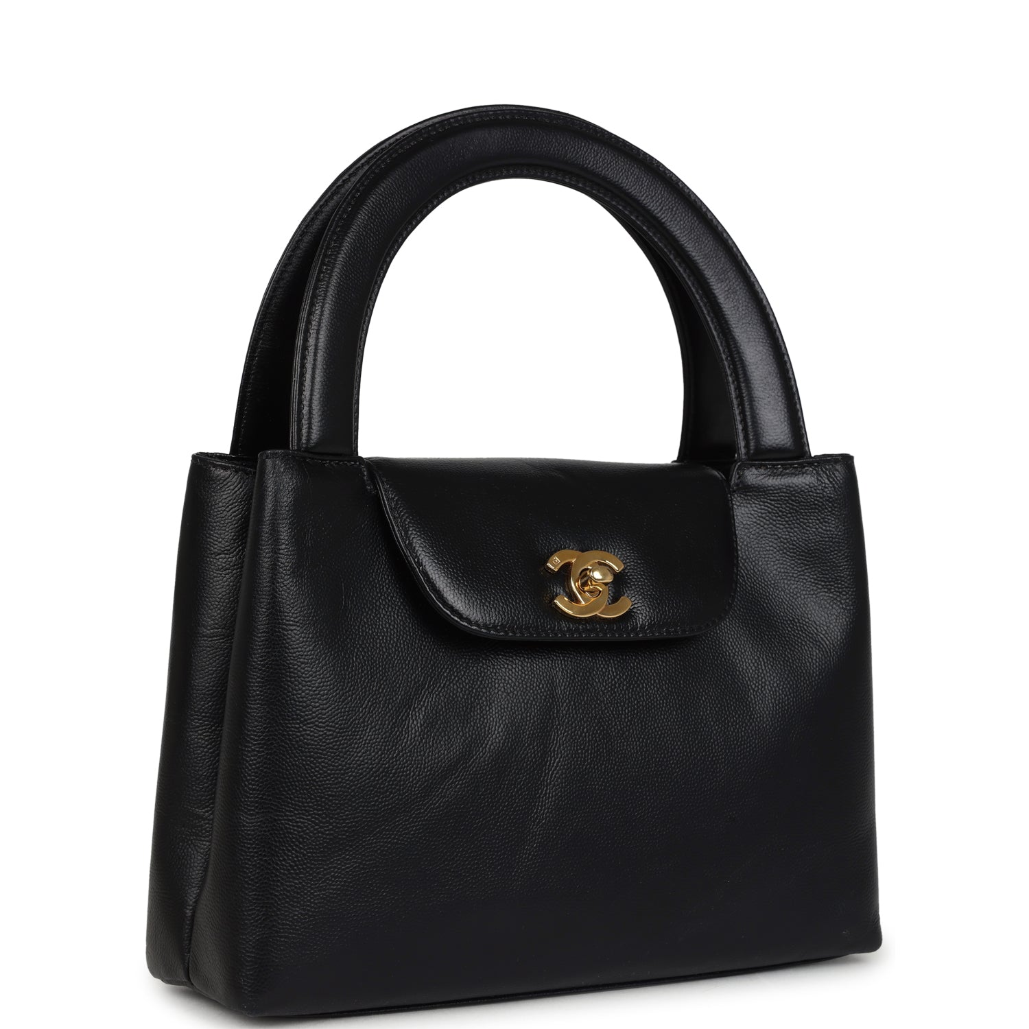 Vintage Large Kelly Black Caviar Gold Hardware