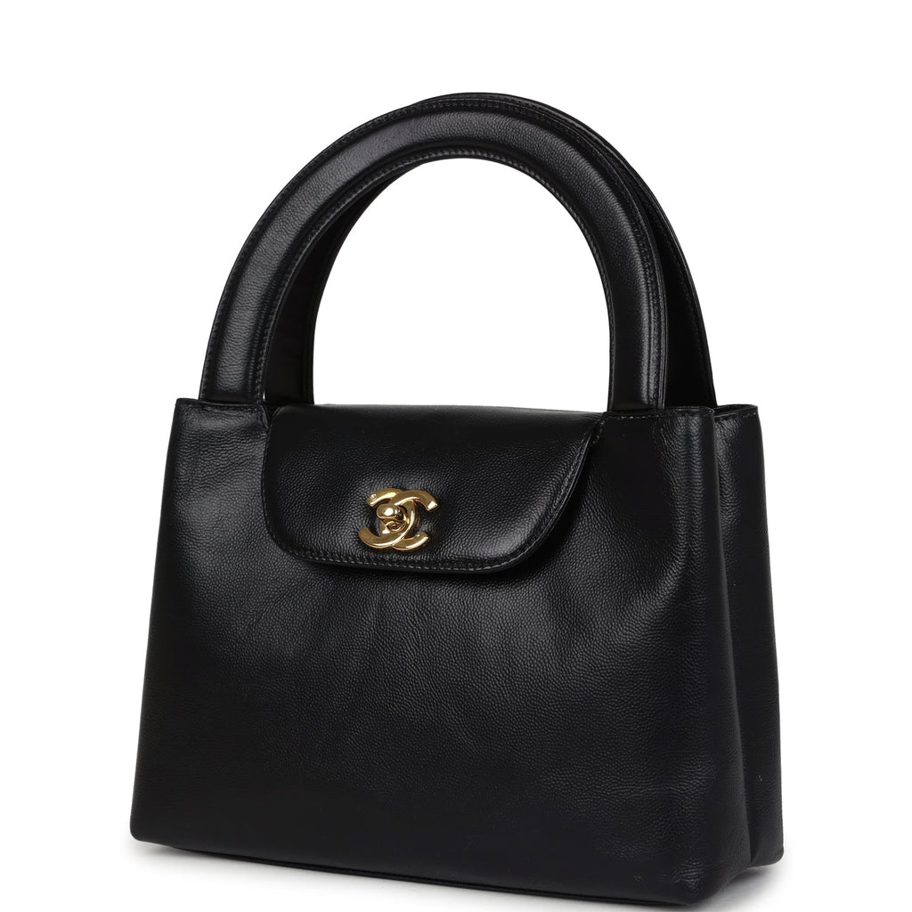 Vintage Large Kelly Black Caviar Gold Hardware