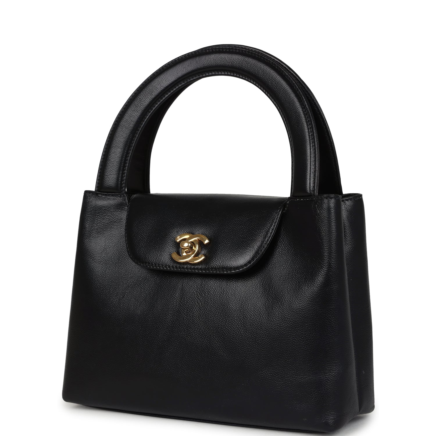 Vintage Large Kelly Black Caviar Gold Hardware