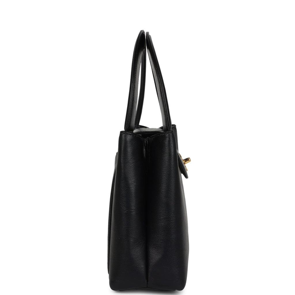 Vintage Large Kelly Black Caviar Gold Hardware