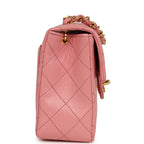 Vintage Mini Square Flap Dark Pink Lambskin Gold Hardware