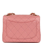 Vintage Mini Square Flap Dark Pink Lambskin Gold Hardware