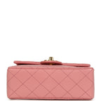 Vintage Mini Square Flap Dark Pink Lambskin Gold Hardware
