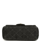 Vintage Mini Square Flap Bag Black Denim Gold Hardware