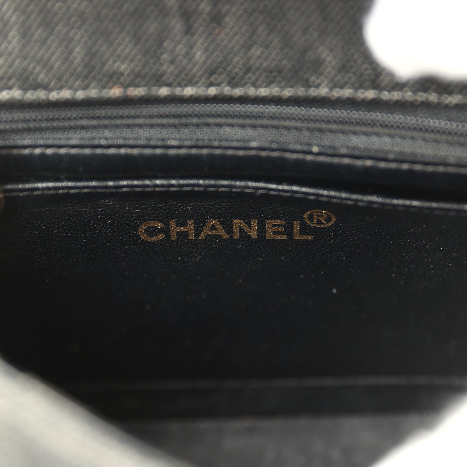 Vintage Mini Square Flap Bag Black Denim Gold Hardware