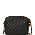 Vintage Mini Diagonal Quilted Camera Bag Black Caviar Gold Hardware
