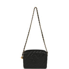 Vintage Mini Diagonal Quilted Camera Bag Black Caviar Gold Hardware