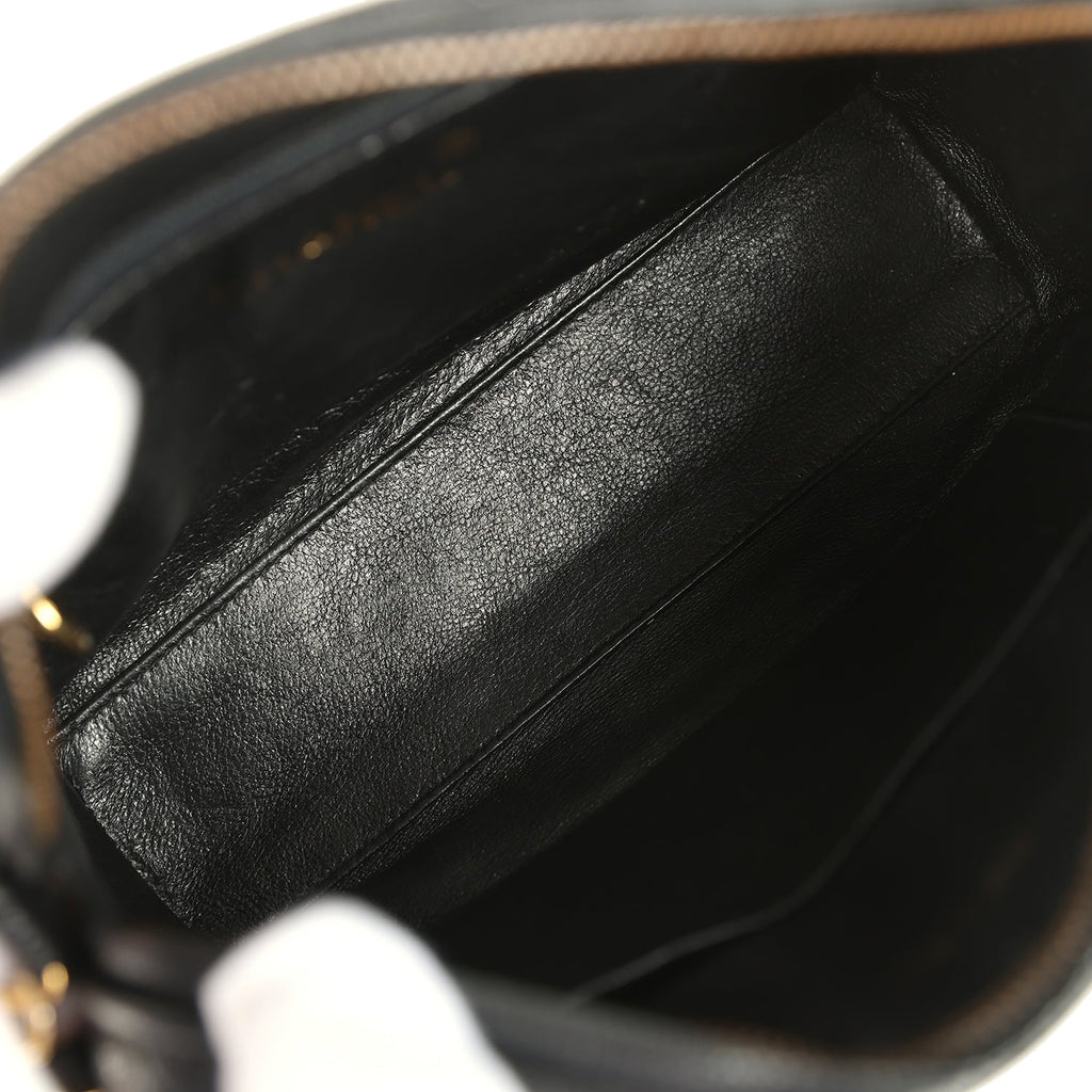 Vintage Mini Diagonal Quilted Camera Bag Black Caviar Gold Hardware