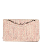 Vintage Medium Classic Double Flap Bag Light Pink and White Tweed Silver Hardware