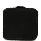 Vintage Square Vanity Box Black Pony Hair Antique Gold Hardware