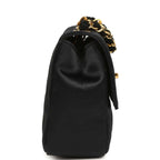 Vintage Mini Rectangular Flap Bag Black Satin Gold Hardware