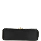 Vintage Mini Rectangular Flap Bag Black Satin Gold Hardware