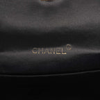 Vintage Mini Rectangular Flap Bag Black Satin Gold Hardware
