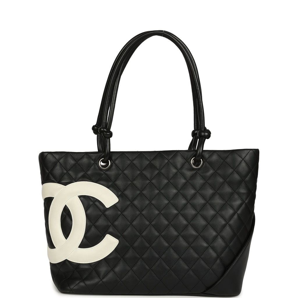 Vintage Large Cambon Ligne Tote Black Calfskin Silver Hardware