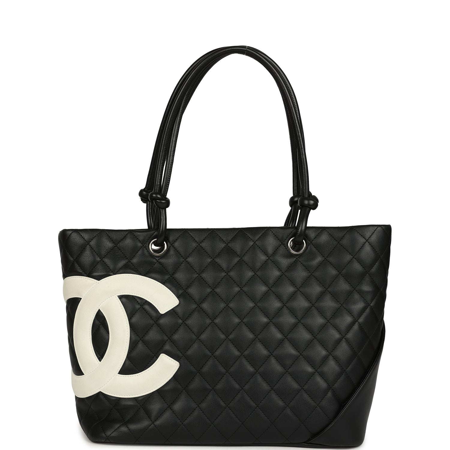 Vintage Large Cambon Ligne Tote Black Calfskin Silver Hardware