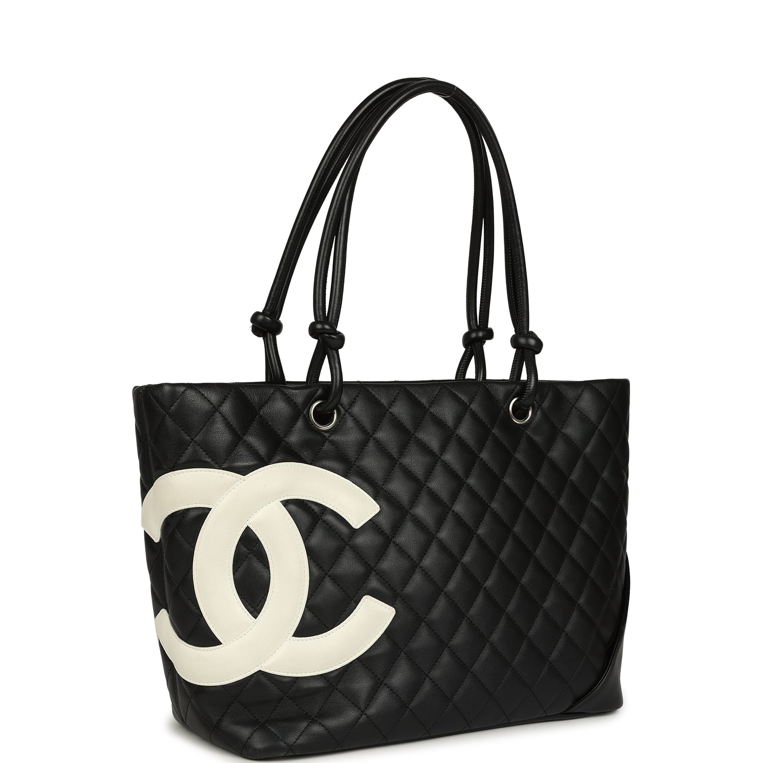 Vintage Large Cambon Ligne Tote Black Calfskin Silver Hardware