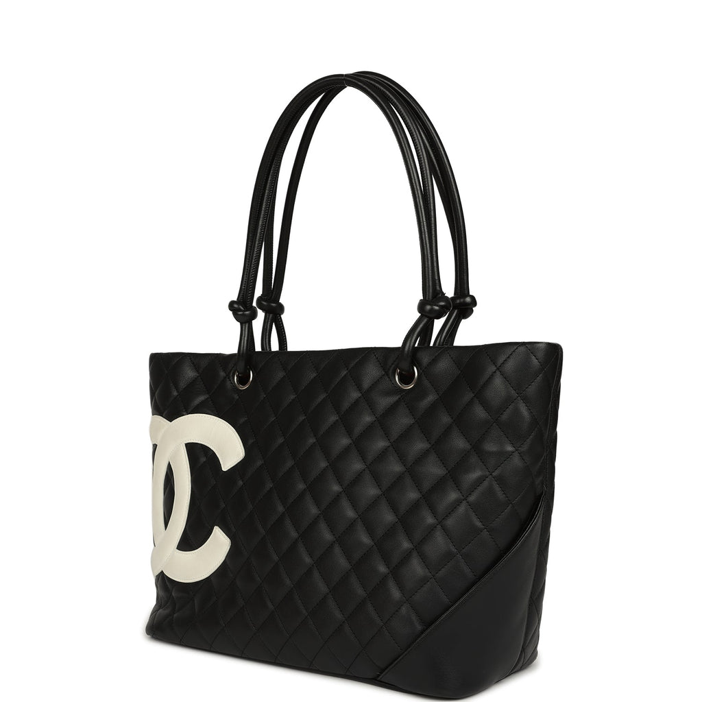 Vintage Large Cambon Ligne Tote Black Calfskin Silver Hardware