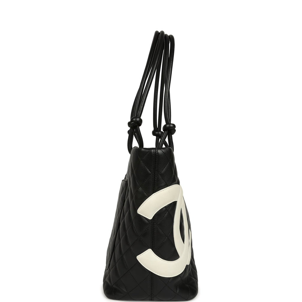 Vintage Large Cambon Ligne Tote Black Calfskin Silver Hardware