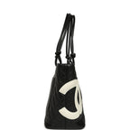 Vintage Large Cambon Ligne Tote Black Calfskin Silver Hardware