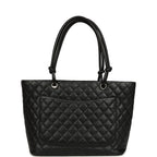 Vintage Large Cambon Ligne Tote Black Calfskin Silver Hardware