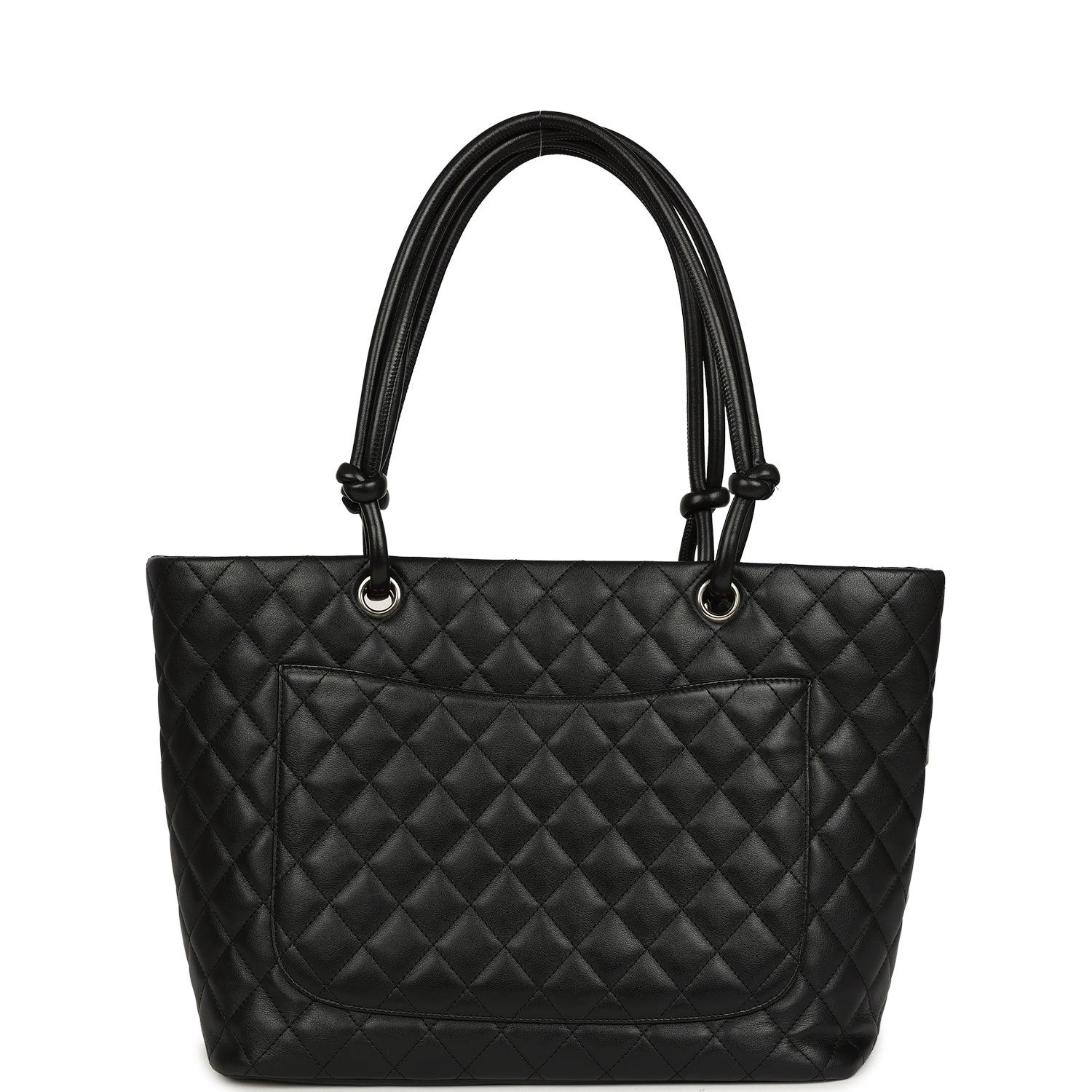 Vintage Large Cambon Ligne Tote Black Calfskin Silver Hardware