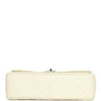 Vintage Classic Jumbo Single Flap Bag White Caviar Silver Hardware