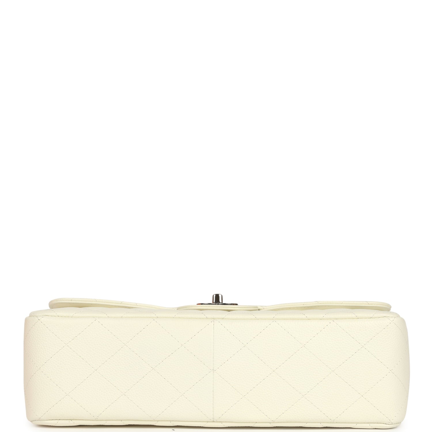 Vintage Classic Jumbo Single Flap Bag White Caviar Silver Hardware