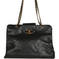 Vintage XL Supermodel Tote Bag Black Calfskin Gold Hardware