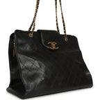 Vintage XL Supermodel Tote Bag Black Calfskin Gold Hardware