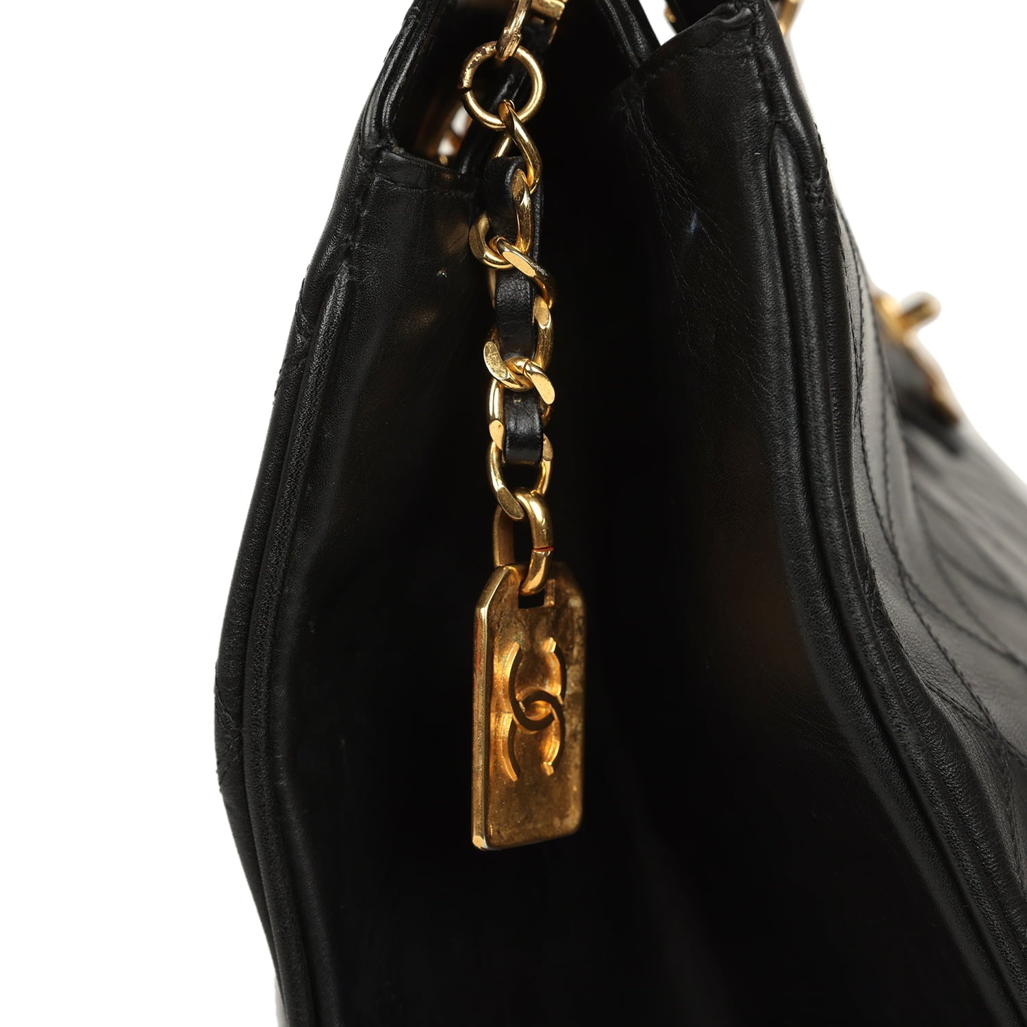 Vintage XL Supermodel Tote Bag Black Calfskin Gold Hardware