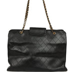 Vintage XL Supermodel Tote Bag Black Calfskin Gold Hardware