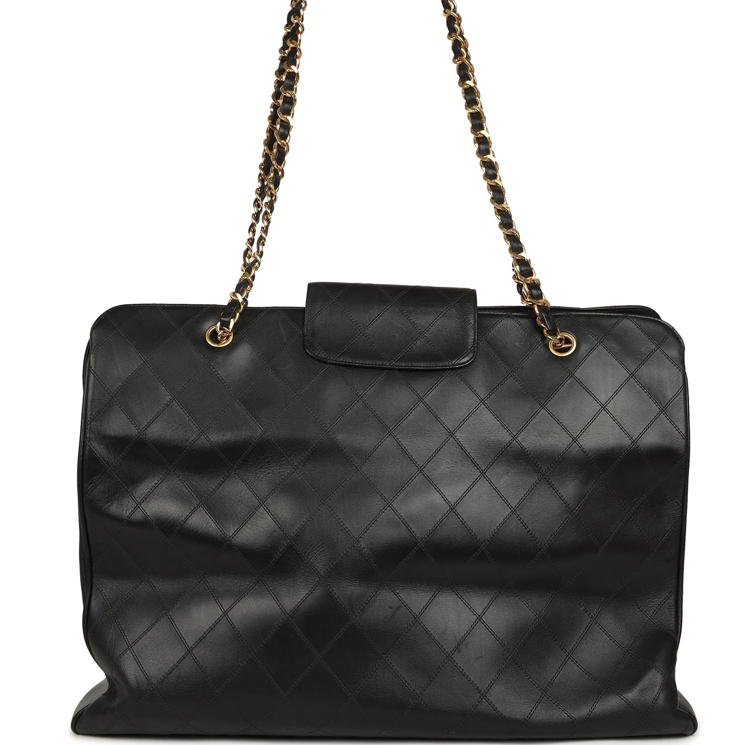 Vintage XL Supermodel Tote Bag Black Calfskin Gold Hardware
