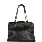 Vintage XL Supermodel Tote Bag Black Calfskin Gold Hardware