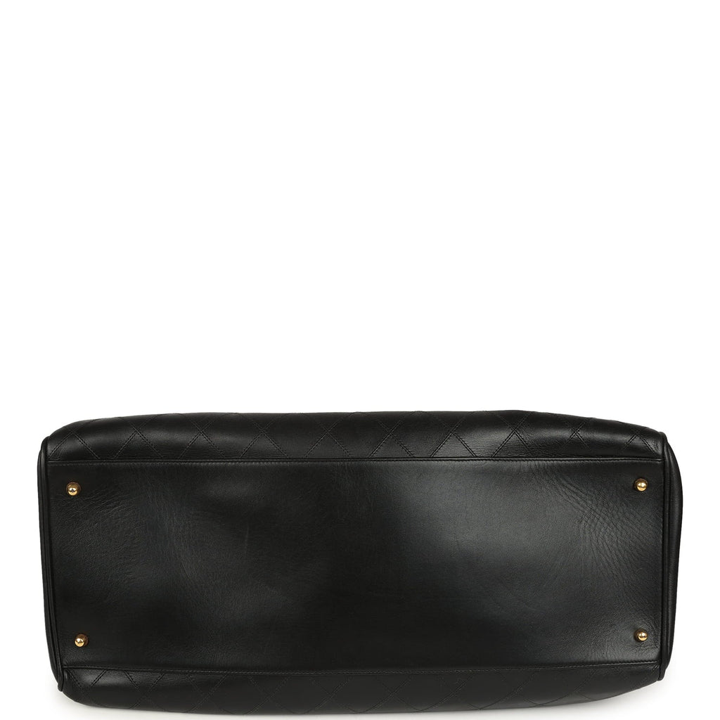 Vintage XL Supermodel Tote Bag Black Calfskin Gold Hardware