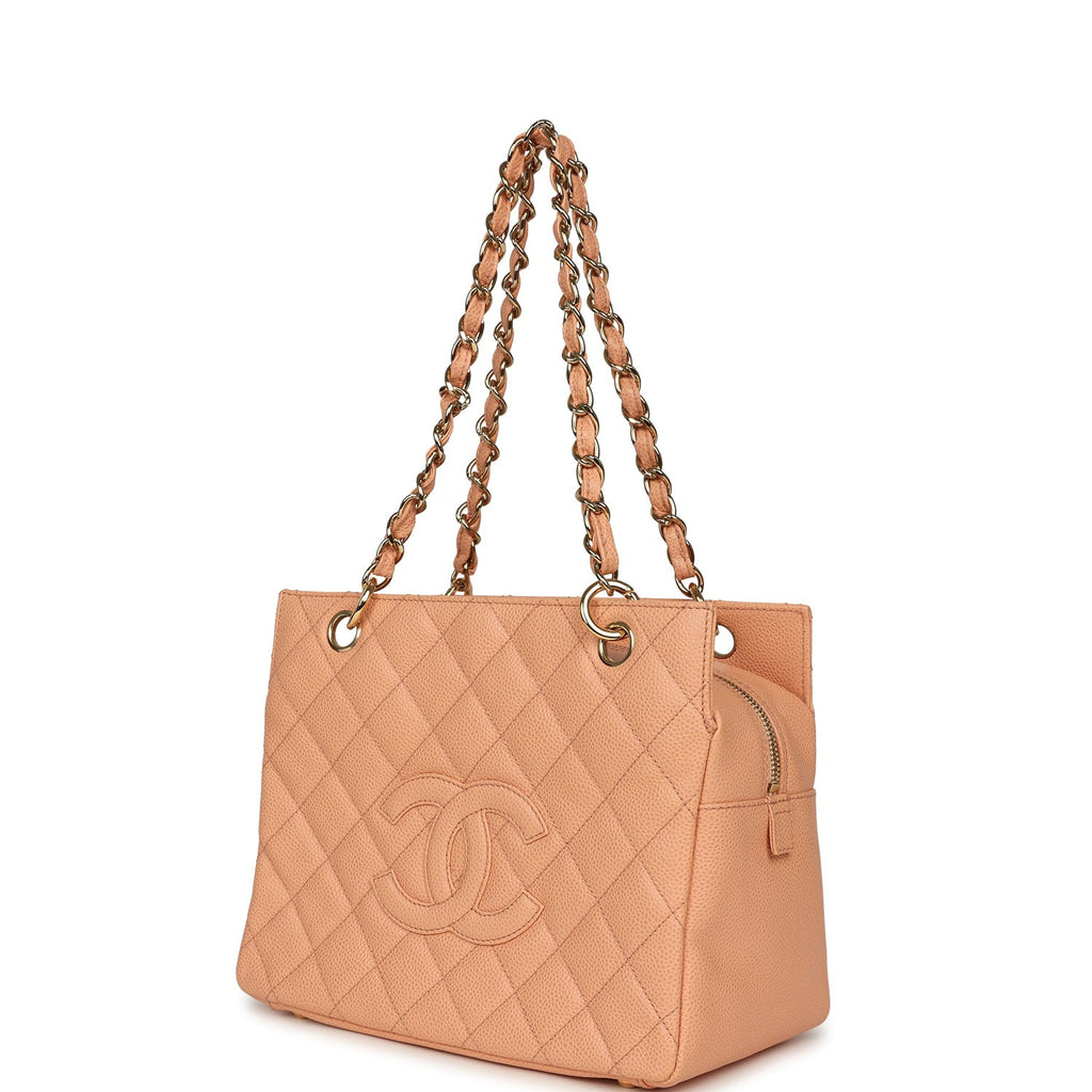 Vintage Petite Timeless CC Shopping Tote Pink Caviar Gold Hardware