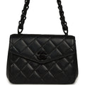 Vintage Mini Envelope Flap Bag Black Lambskin Black Hardware