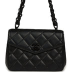 Vintage Mini Envelope Flap Bag Black Lambskin Black Hardware
