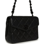Vintage Mini Envelope Flap Bag Black Lambskin Black Hardware