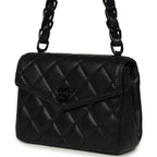 Vintage Mini Envelope Flap Bag Black Lambskin Black Hardware