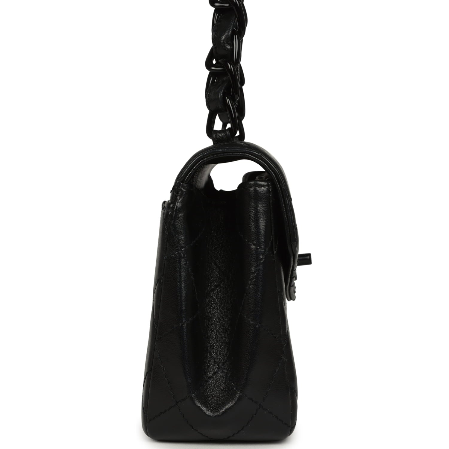 Vintage Mini Envelope Flap Bag Black Lambskin Black Hardware