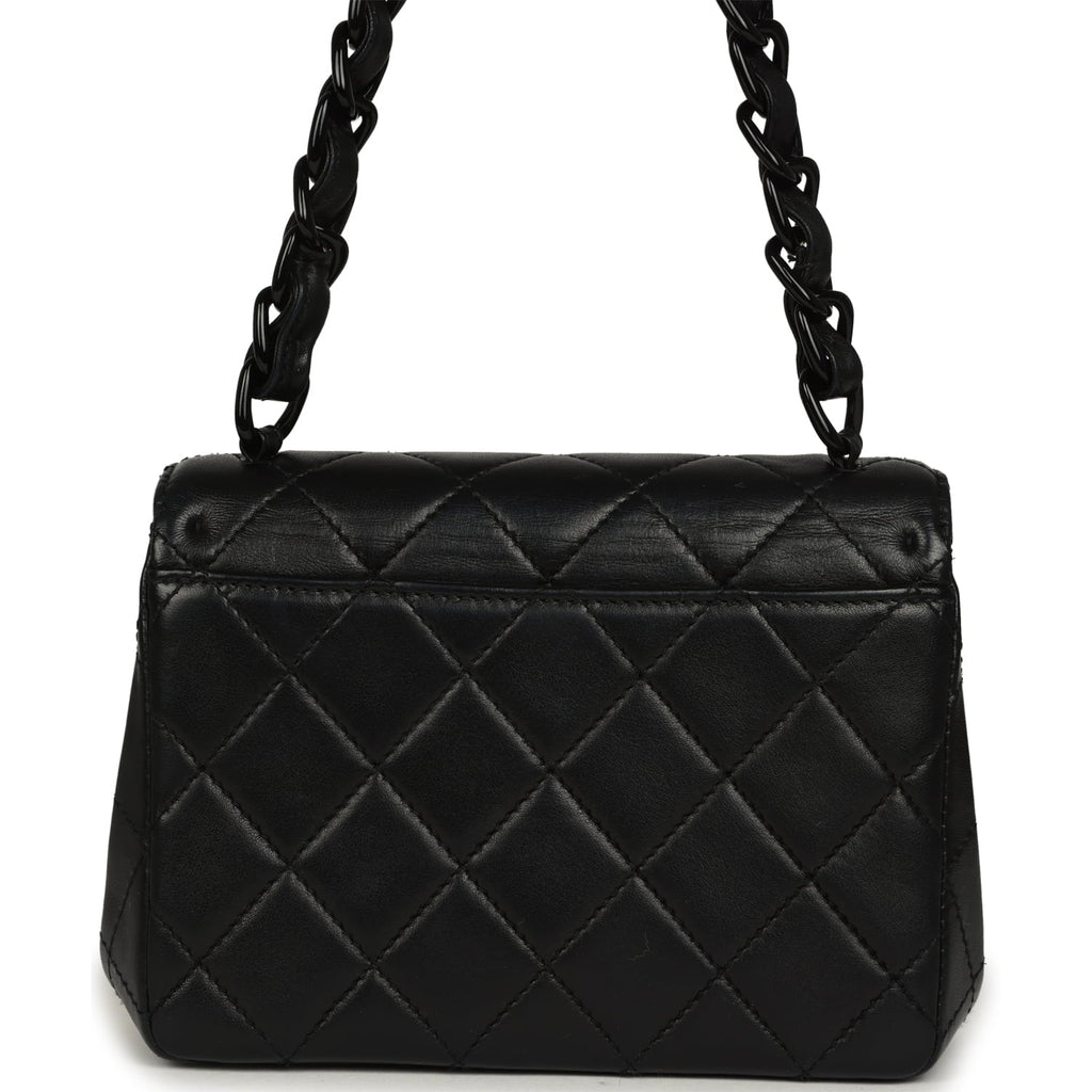 Vintage Mini Envelope Flap Bag Black Lambskin Black Hardware
