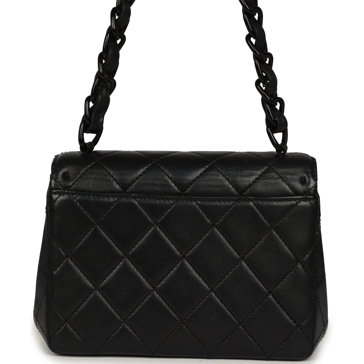 Vintage Mini Envelope Flap Bag Black Lambskin Black Hardware