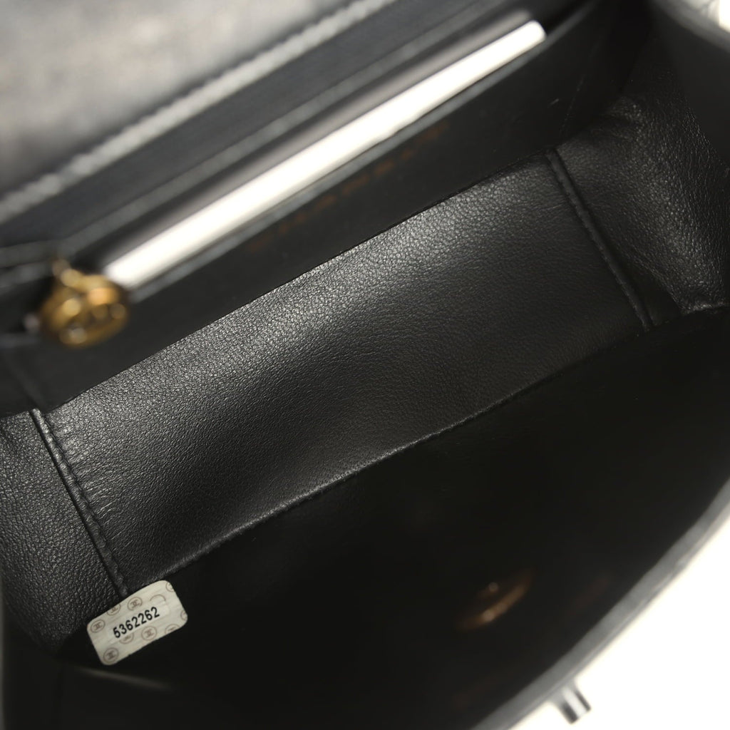 Vintage Mini Envelope Flap Bag Black Lambskin Black Hardware
