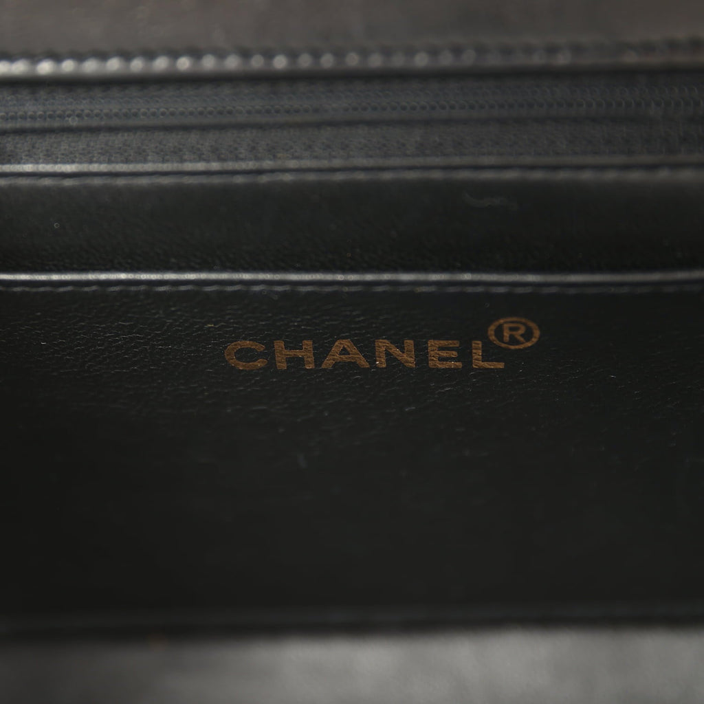Vintage Mini Envelope Flap Bag Black Lambskin Black Hardware