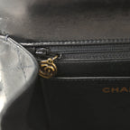 Vintage Mini Envelope Flap Bag Black Lambskin Black Hardware