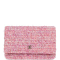 Classic Wallet On Chain WOC Pink Multicolored Tweed Gold Hardware