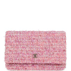 Classic Wallet On Chain WOC Pink Multicolored Tweed Gold Hardware