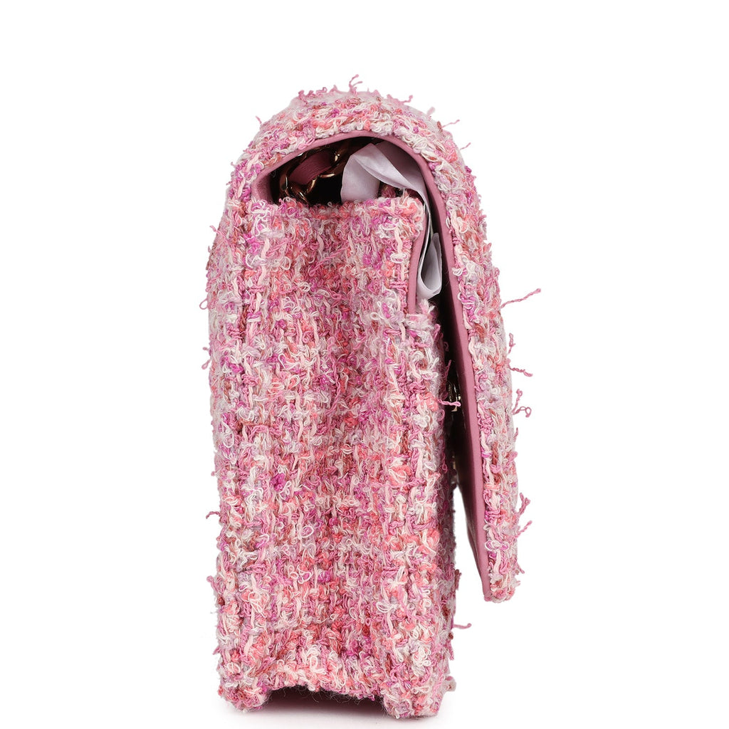 Classic Wallet On Chain WOC Pink Multicolored Tweed Gold Hardware