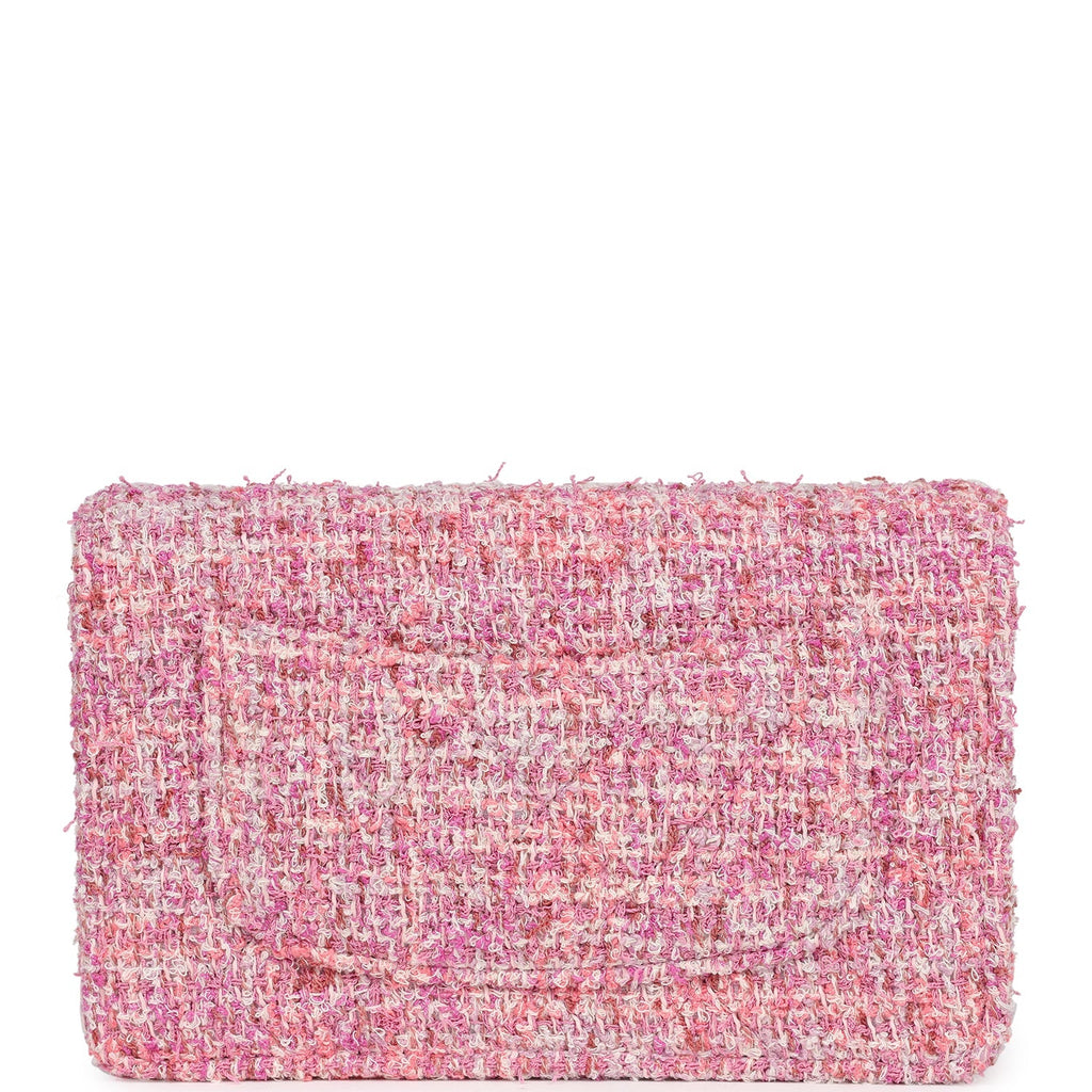 Classic Wallet On Chain WOC Pink Multicolored Tweed Gold Hardware
