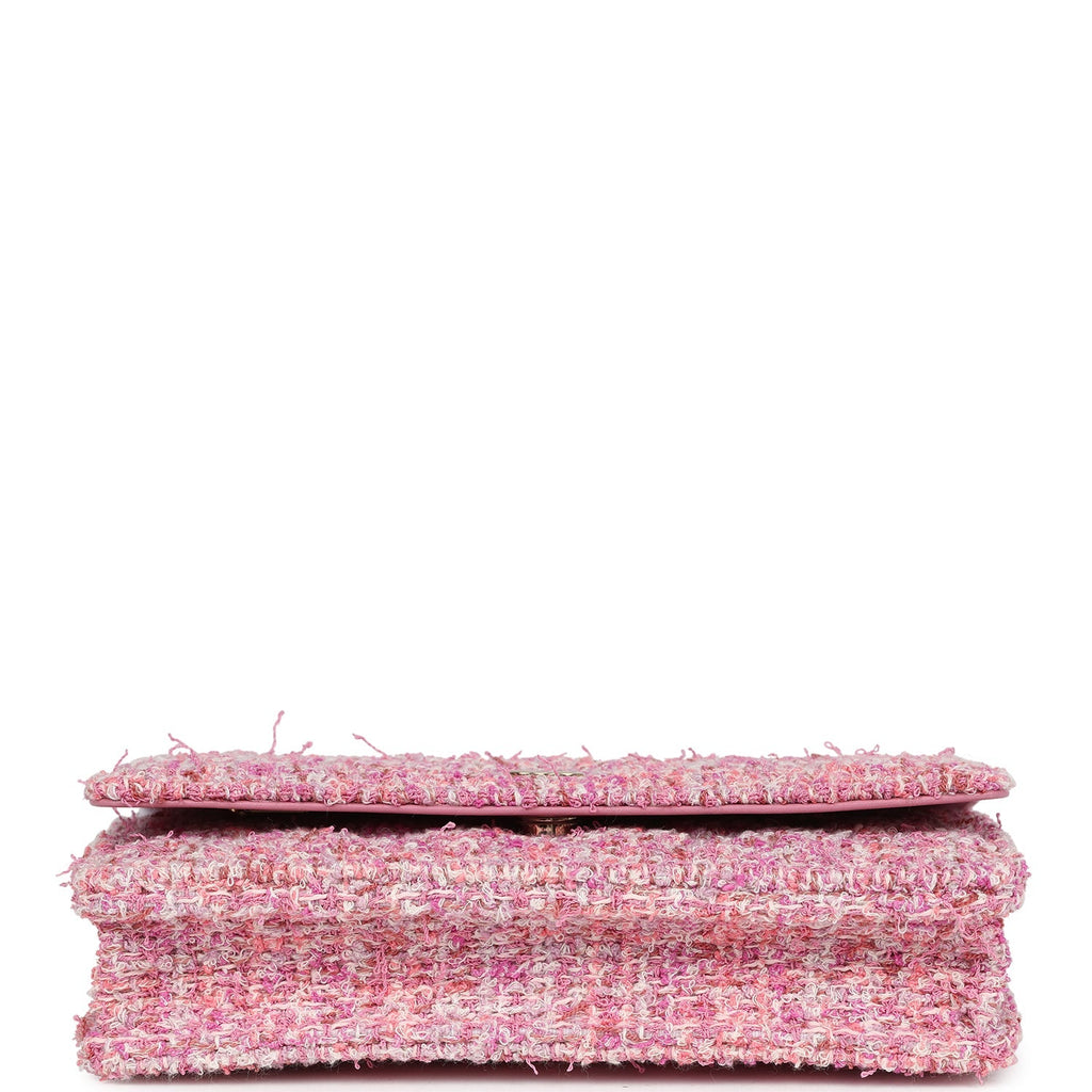 Classic Wallet On Chain WOC Pink Multicolored Tweed Gold Hardware